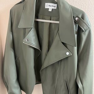 The Drop Women's Olive Faux Leather Jacket